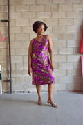 CASUAL CORNER PURPLE FLORAL PRINT SLEEVELESS V NECK MAXI DRESS