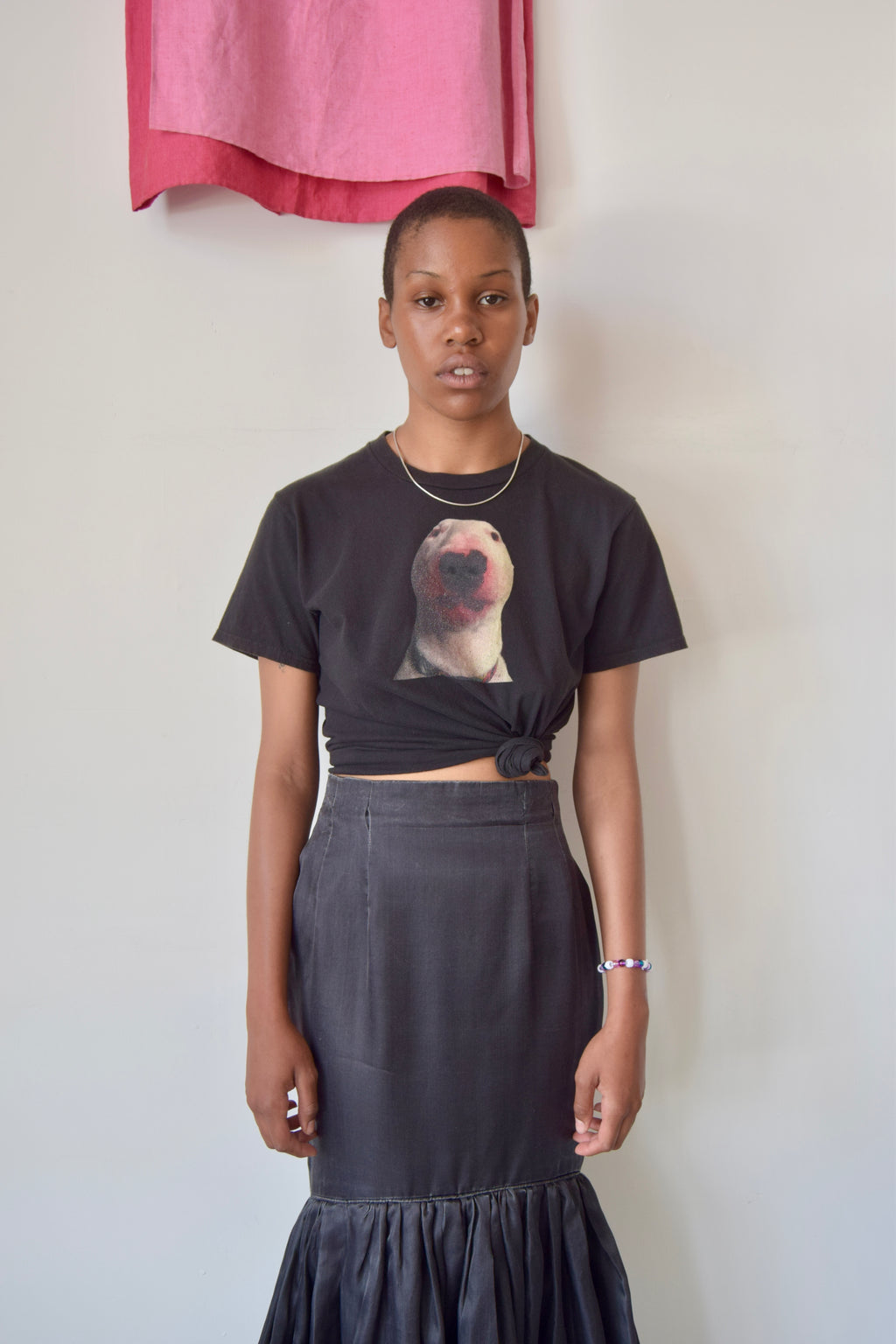 PORT & COMPANY BLACK COTTON WALTER THE DOG PRINT TEE