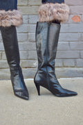 STUART WIETIZMAN BLACK LEATHER STILLETO RIDING BOOTS