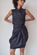 VERONIQUE MILJKOVITCH BLACK ABSTRACT SLEEVLESS MIDI DRESS