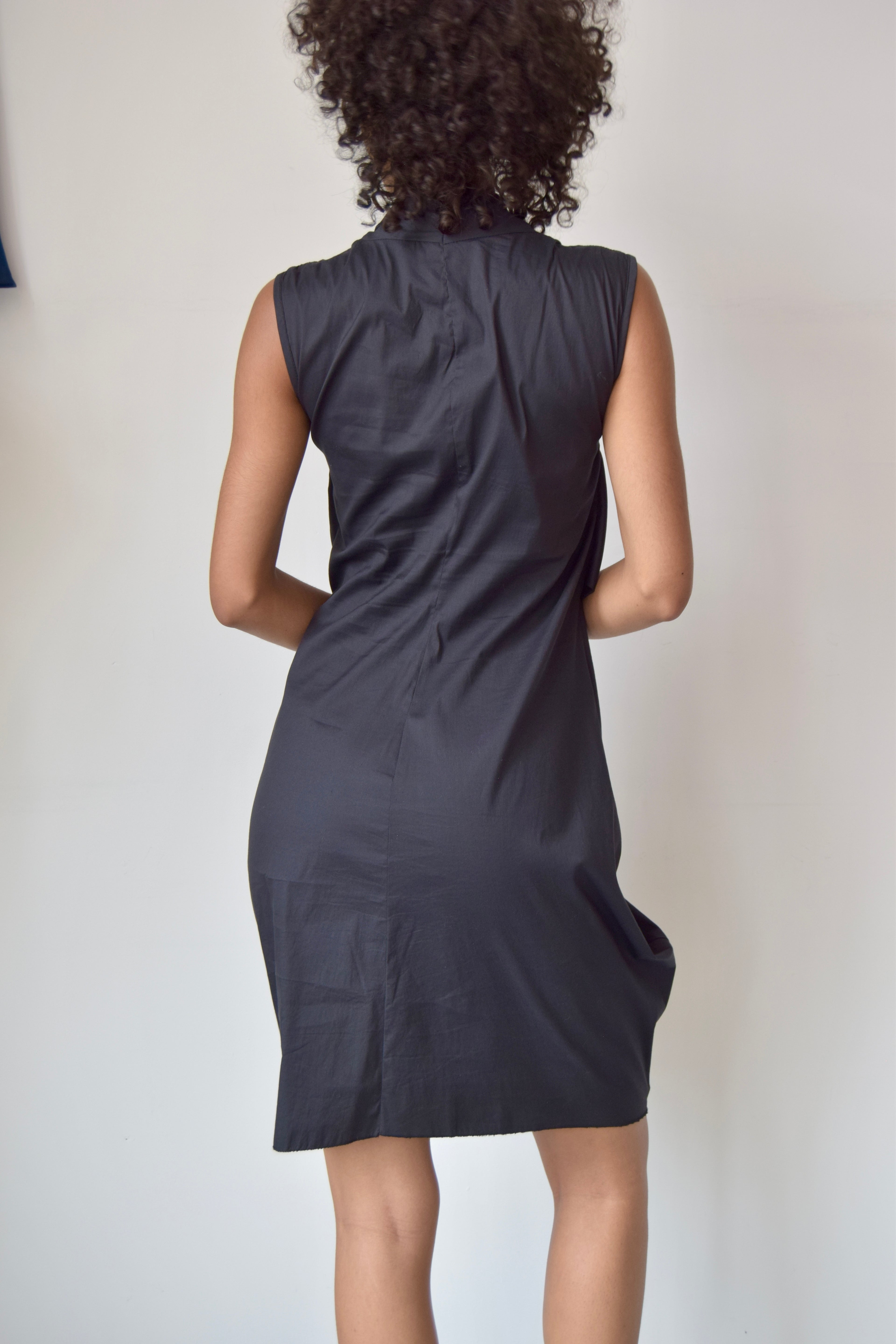 VERONIQUE MILJKOVITCH BLACK ABSTRACT SLEEVLESS MIDI DRESS