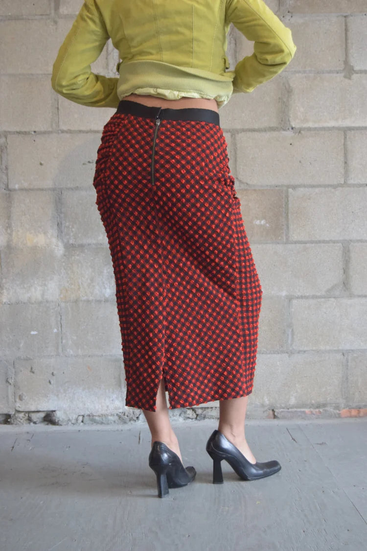 RACHEL COMEY RED + BLACK GINGHAM SKIRT