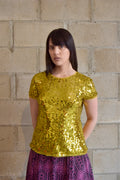 DKNY SHEER GOLD SEQUINCE TEE