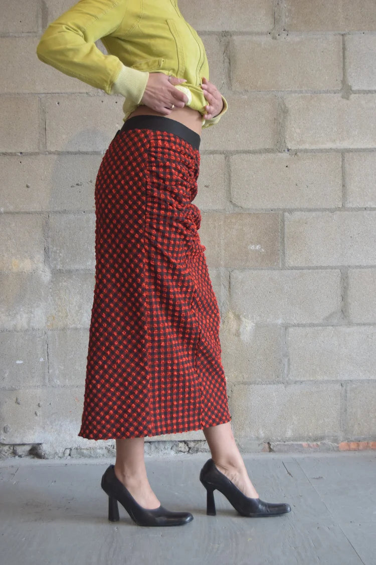 RACHEL COMEY RED + BLACK GINGHAM SKIRT