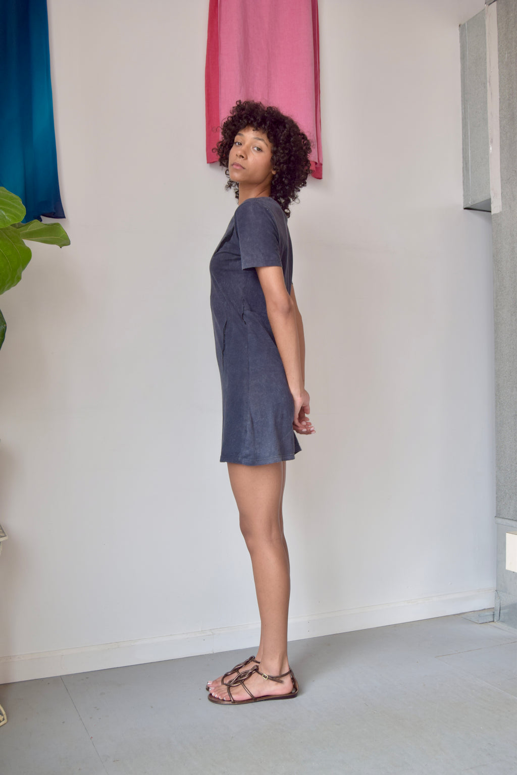 THEYSKENS GREY COTTON T SHIRT DRESS