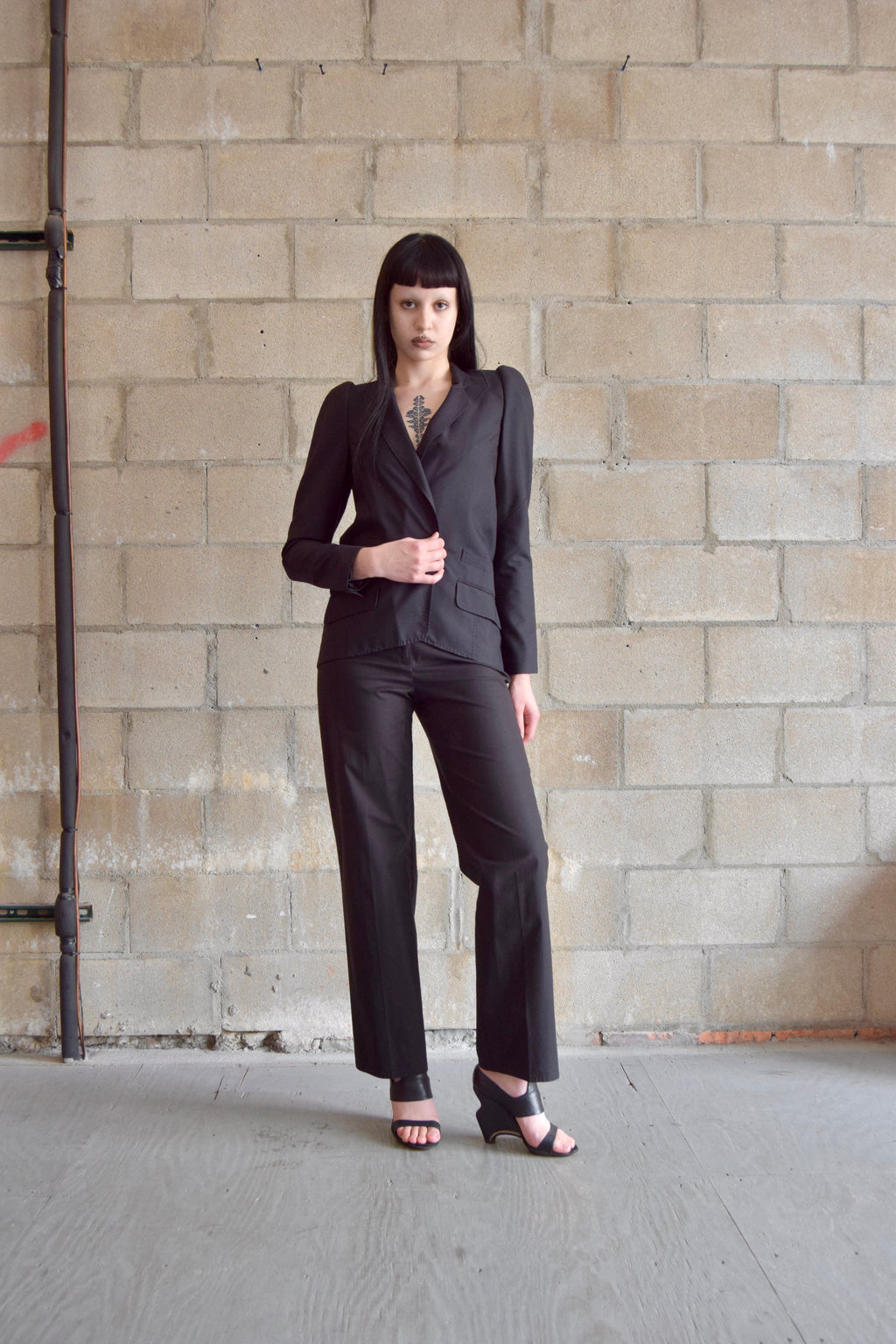 PROENZA SCHOULER BLACK SHOULDER PAD BLAZER