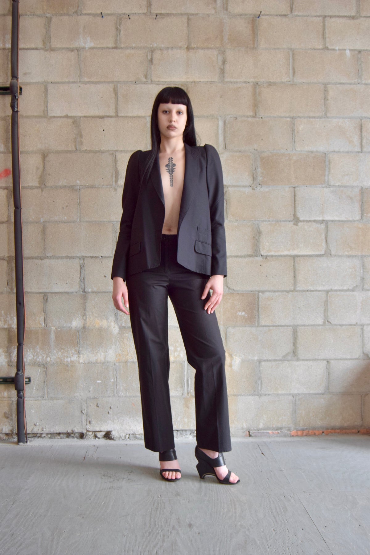 PROENZA SCHOULER BLACK SHOULDER PAD BLAZER