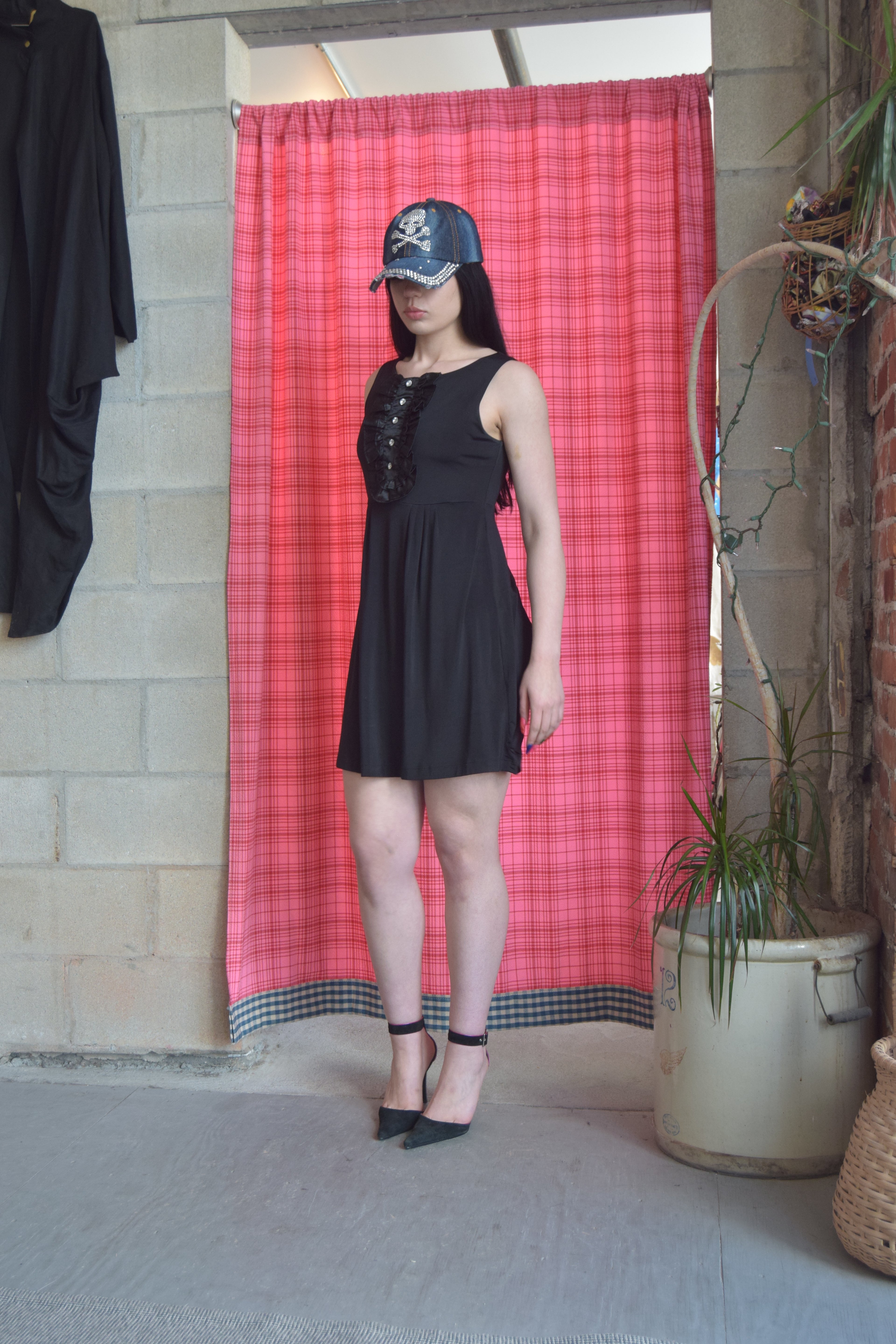 BABY PHAT BLACK MINI DRESS WITH RUFFLE AND RHINESTONE DETAILING – LiTO