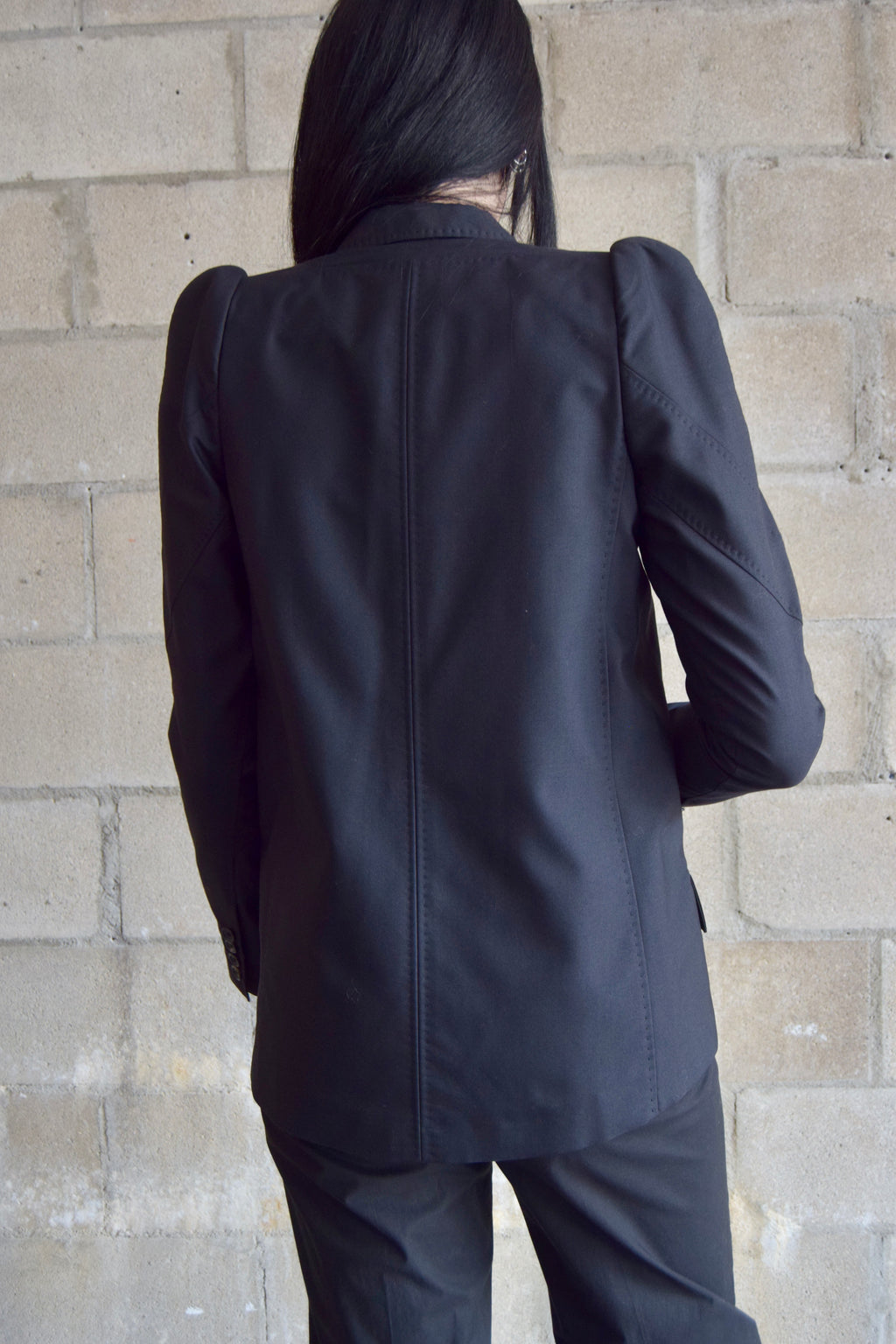 PROENZA SCHOULER BLACK SHOULDER PAD BLAZER