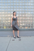 SEXY SILK DEEP OLIVE HALTER DRESS