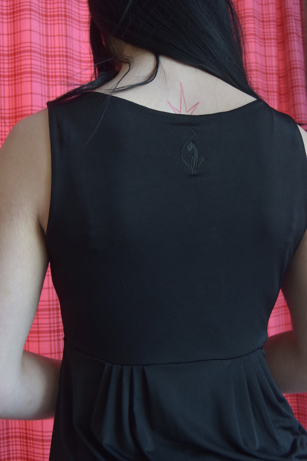 BABY PHAT BLACK MINI DRESS WITH RUFFLE AND RHINESTONE DETAILING