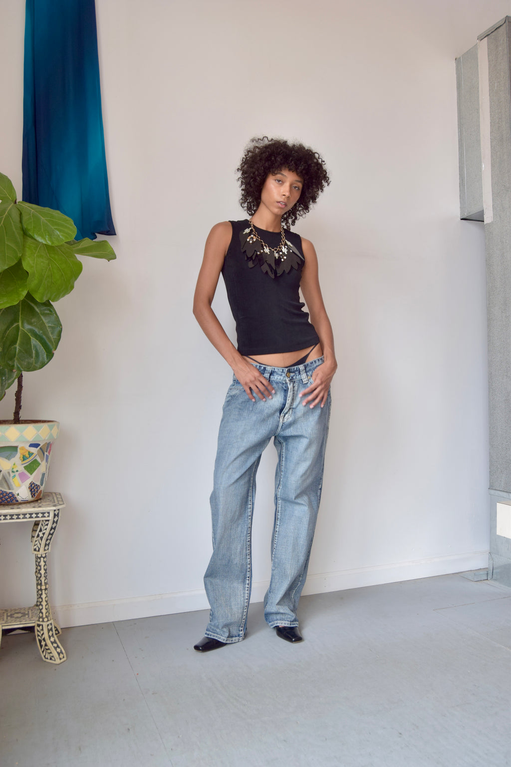 ROCK&ROLL JEANS STRAIGHT LEG ACID WASH JEANS WITH CONTRAST STITCHING