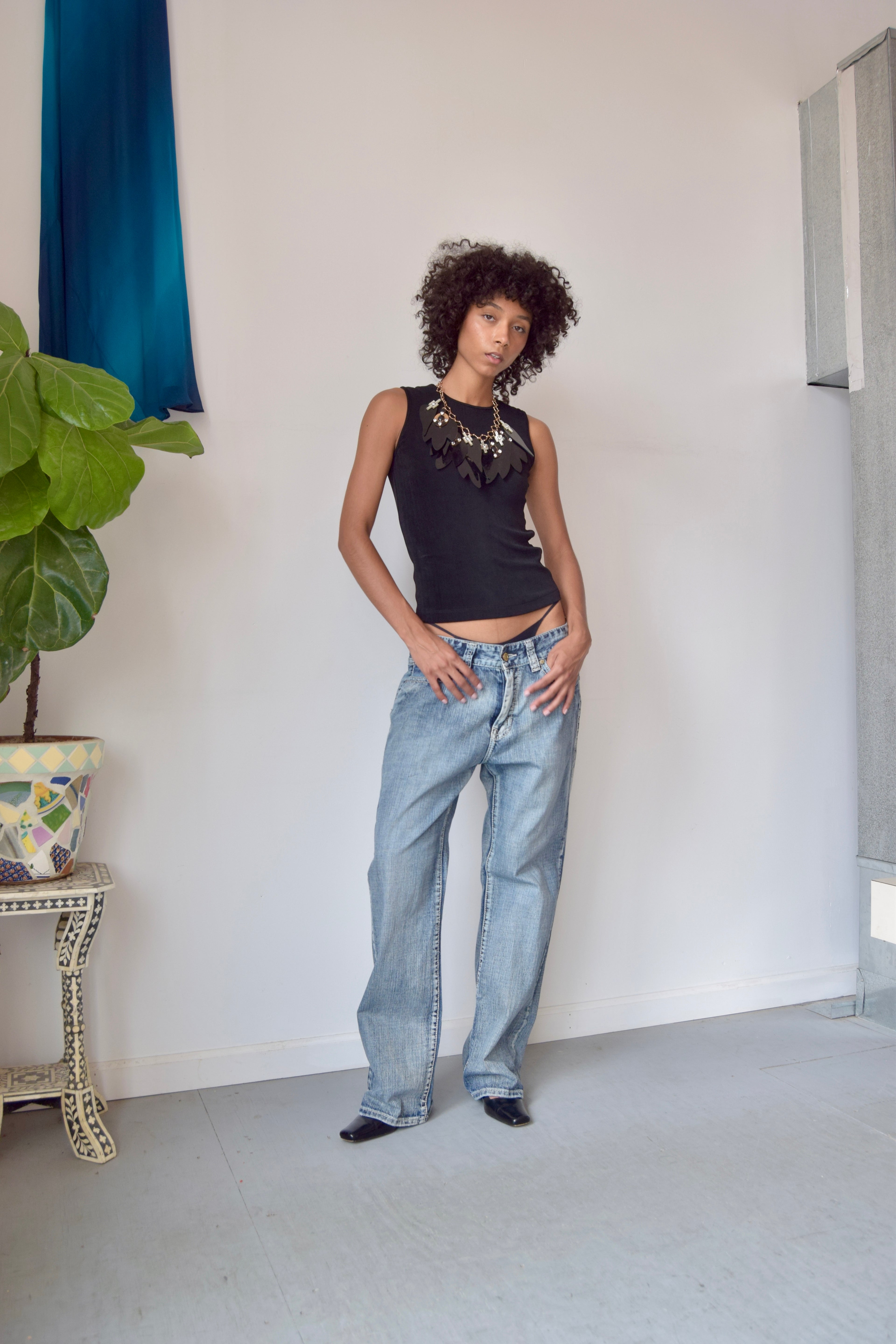 ROCK&ROLL JEANS STRAIGHT LEG ACID WASH JEANS WITH CONTRAST STITCHING