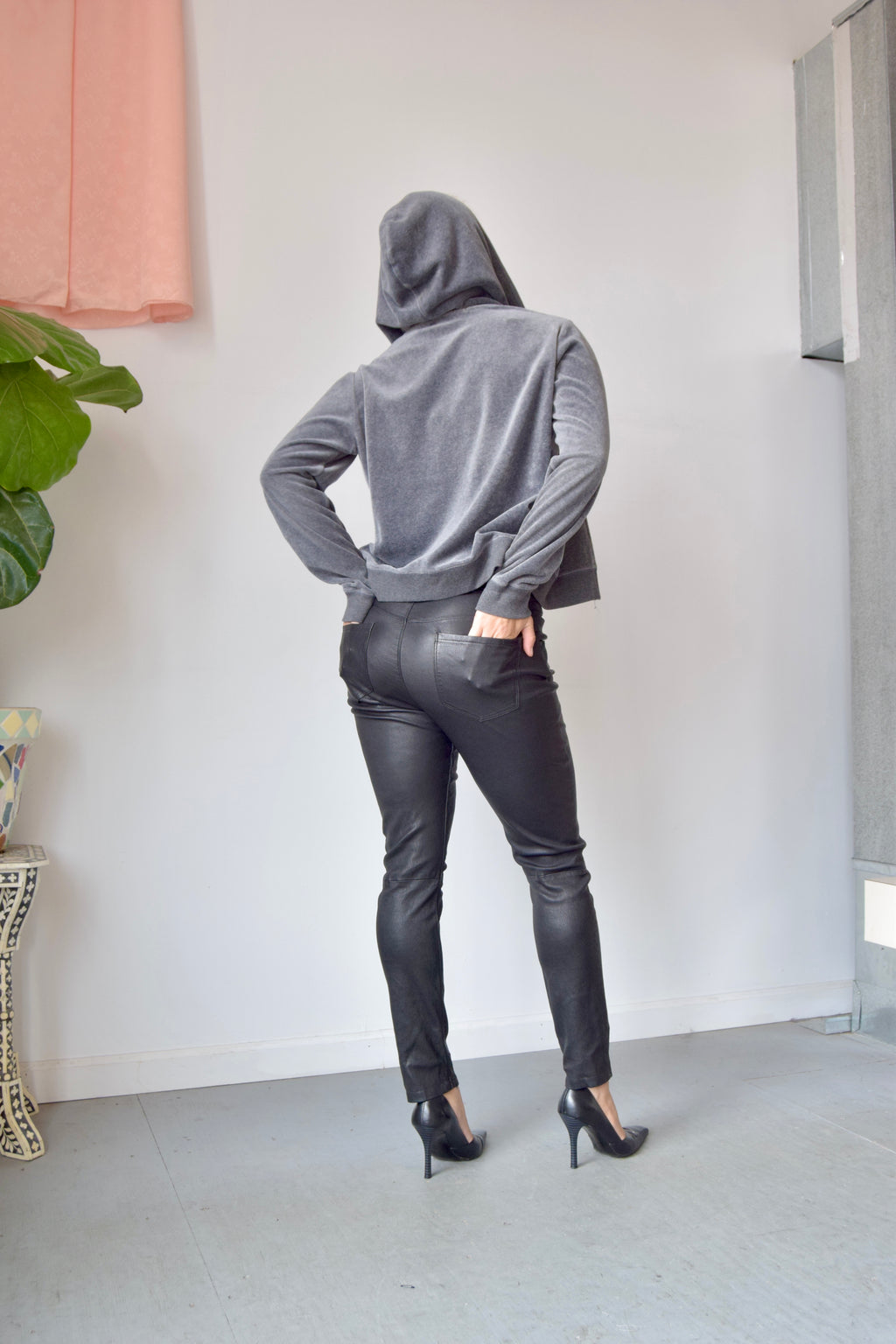 RTA BLACK LAMBSKIN LEATHER PANTS