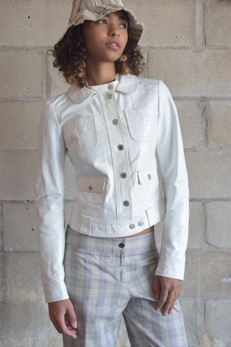 D&G WHITE MOTO LEATHER JACKET