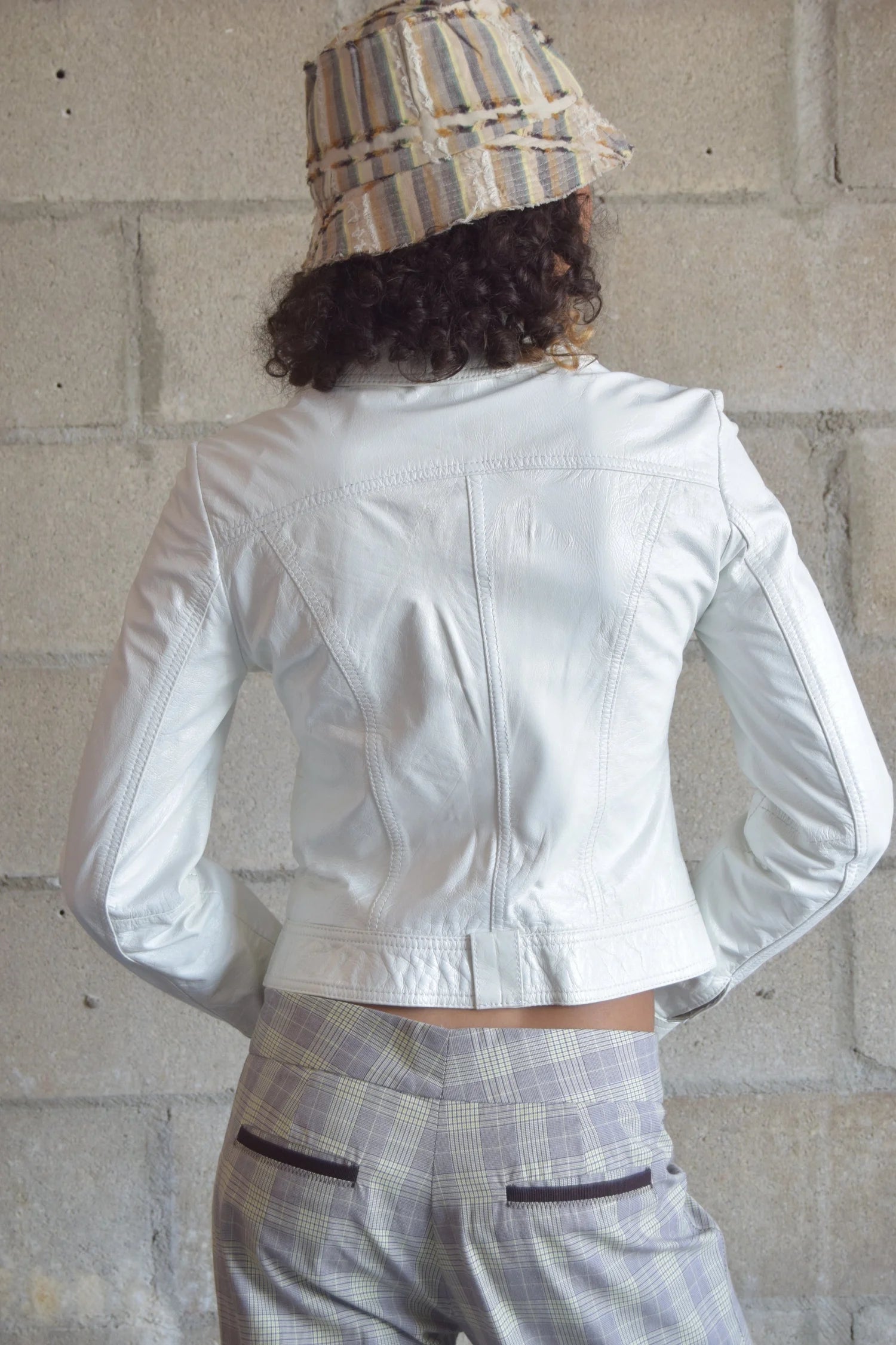 D&G WHITE MOTO LEATHER JACKET