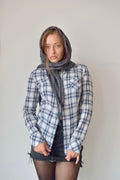 GUESS JEANS CLASSIC BLUE AND WHITE EMBROIDERED FLANNEL