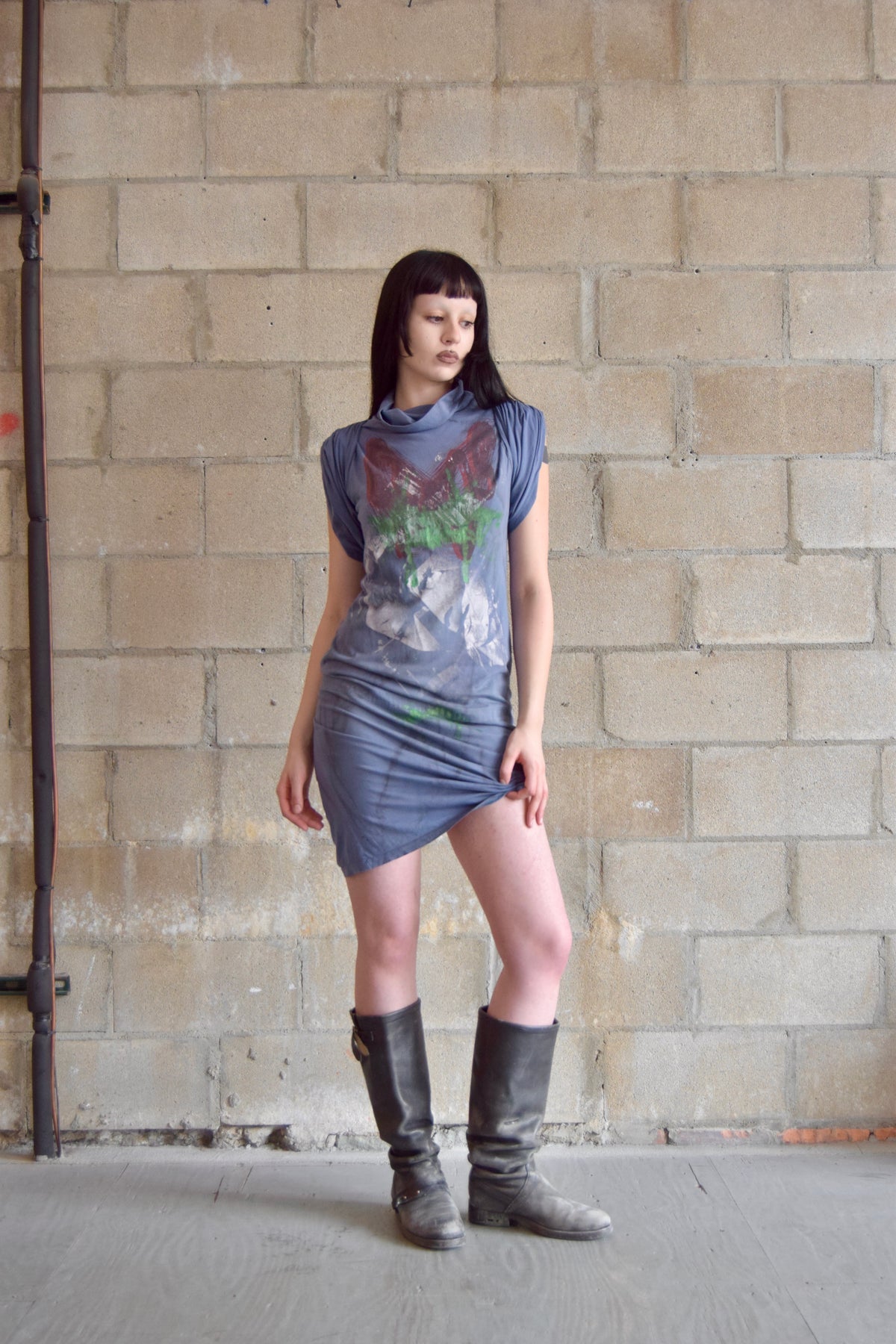 VIVIENNE WESTWOOD MOCK NECK T SHIRT PAINT SPLATTER DRESS