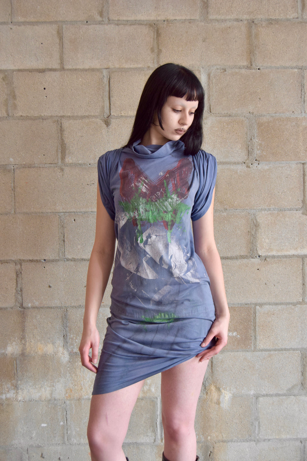 VIVIENNE WESTWOOD MOCK NECK T SHIRT PAINT SPLATTER DRESS