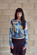 C'EST DUO MULTICOLORED ABSTRACT PRINT LONG SLEEVE