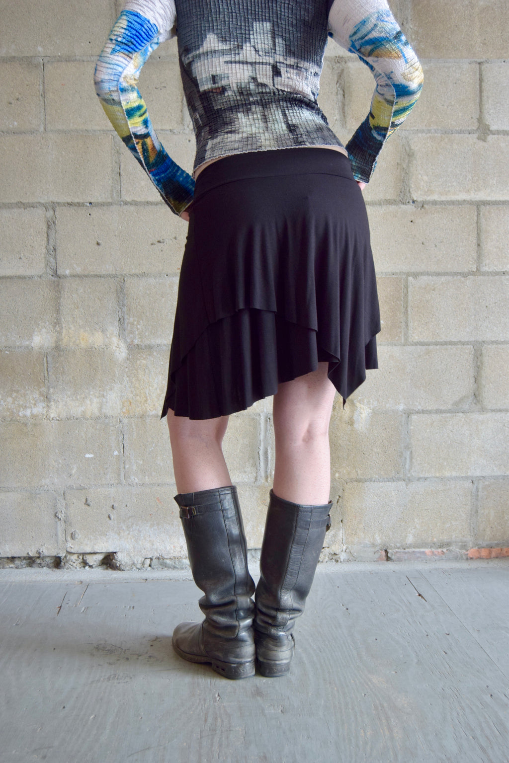 THREE DOTS Y2K BLACK SCARF SKIRT