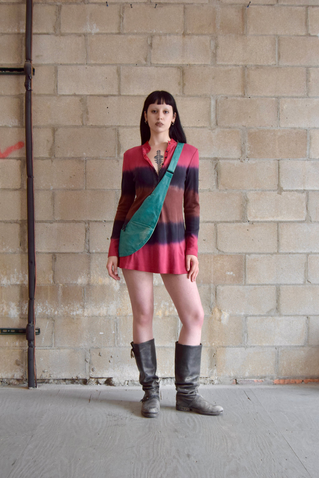 BARBARA LEWIS TYE DYE TUNIC - RED BLUE BROWN