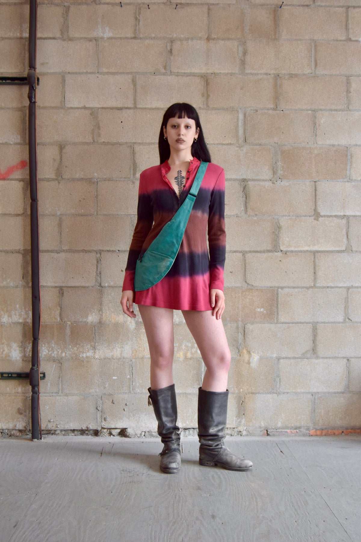 BARBARA LEWIS TYE DYE TUNIC - RED BLUE BROWN