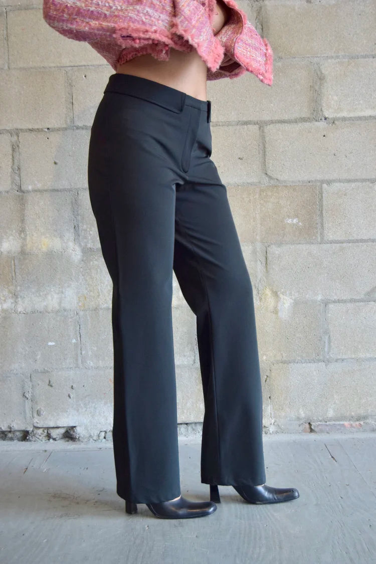 JIL SANDER BLACK SLACKS WITH COLLAR WASIT