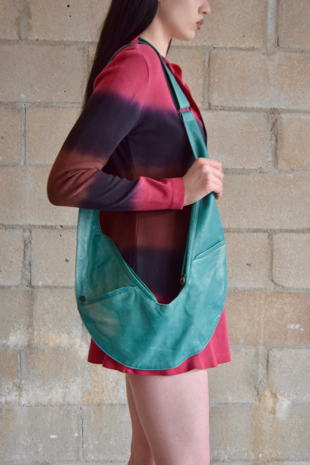 SASH EGYPT COLLECTION TEAL LEATHER CROSSBODY POUCH