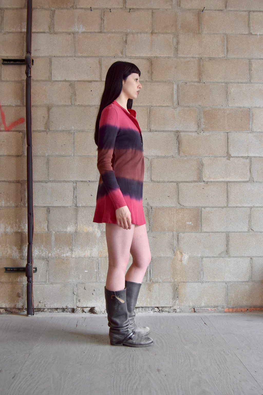 BARBARA LEWIS TYE DYE TUNIC - RED BLUE BROWN