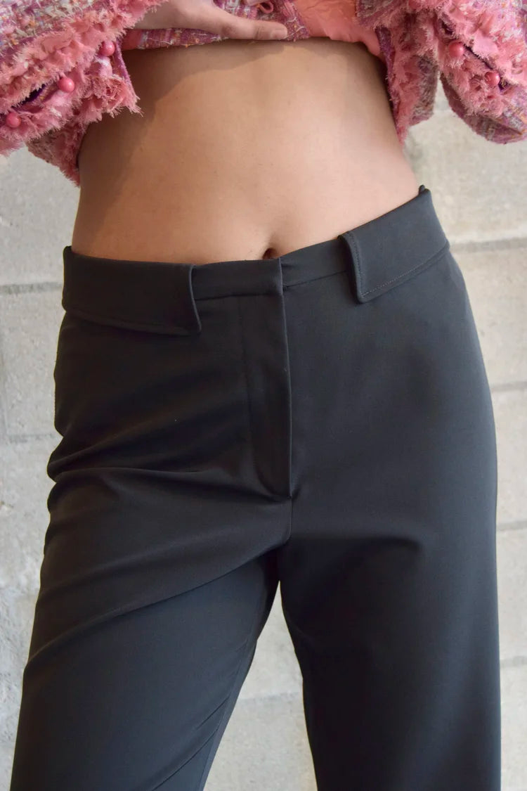 JIL SANDER BLACK SLACKS WITH COLLAR WASIT