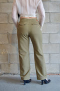 HUGO BOSS CLASSIC KHAKI SLACKS WITH SILVER BUCKLE
