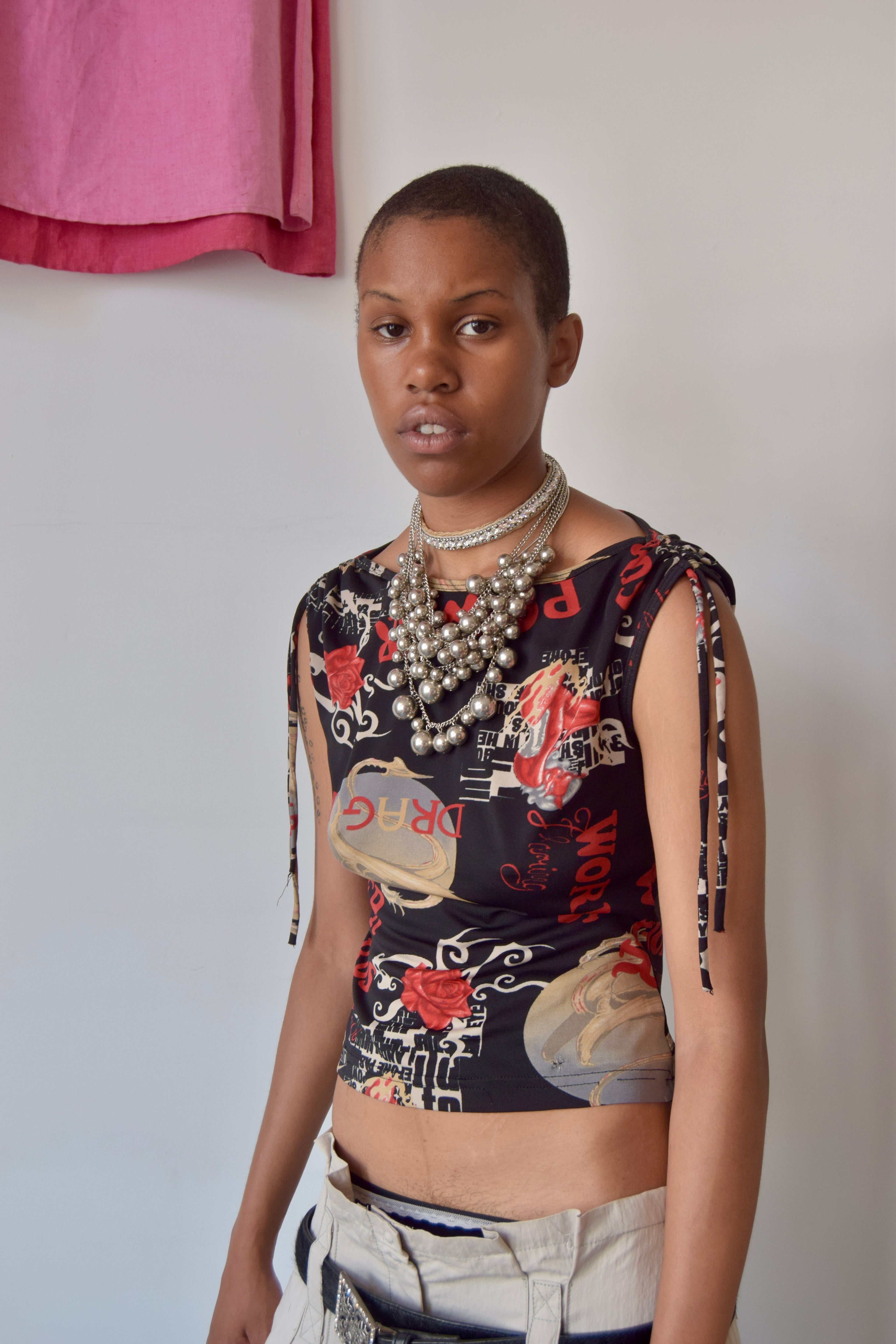 XOXO Y2K POWER GRAPHIC OFF THE SHOULDER TOP