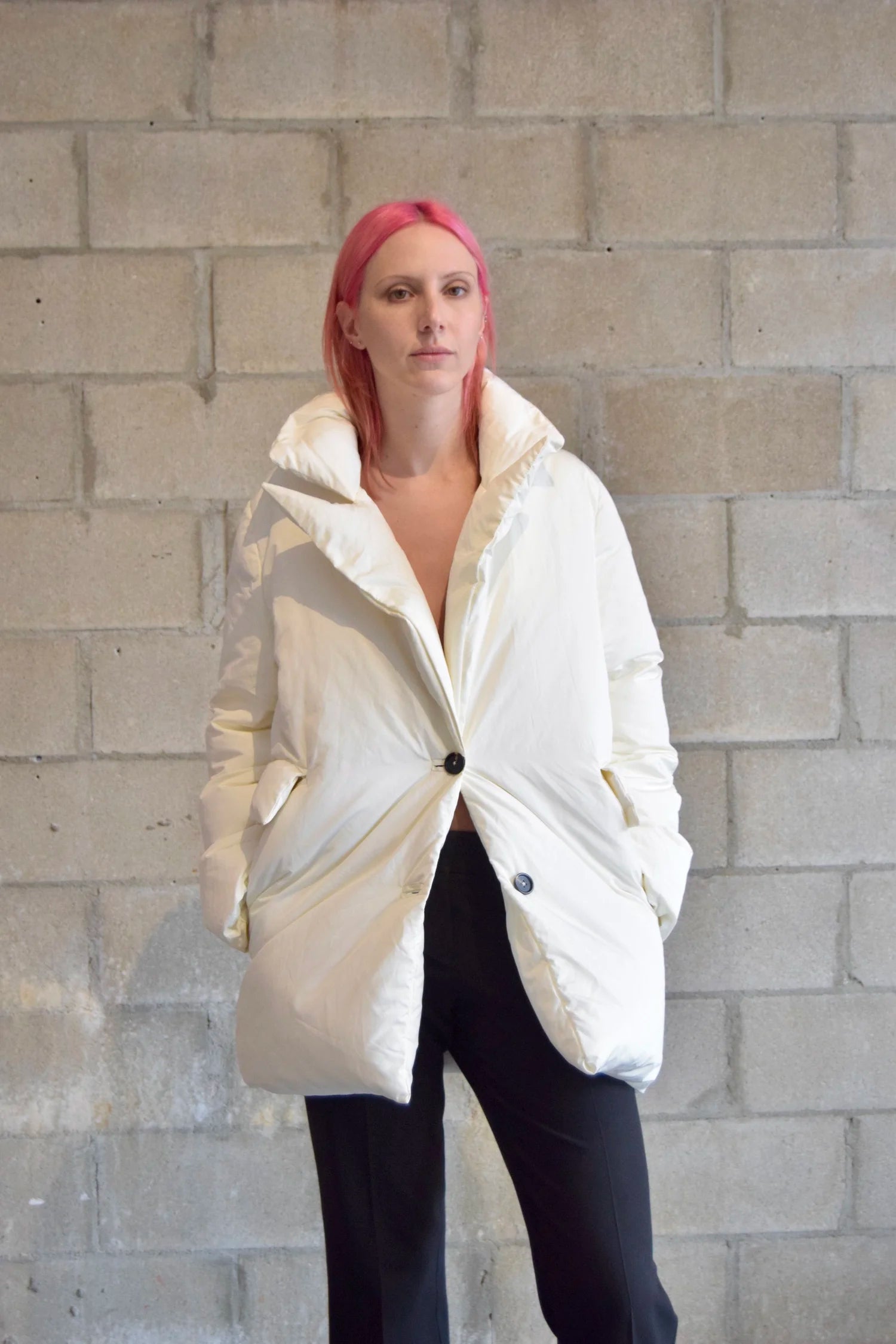 J.ING IVORY PUFF BLAZER COAT