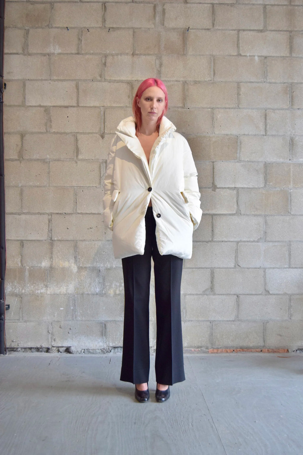 J.ING IVORY PUFF BLAZER COAT