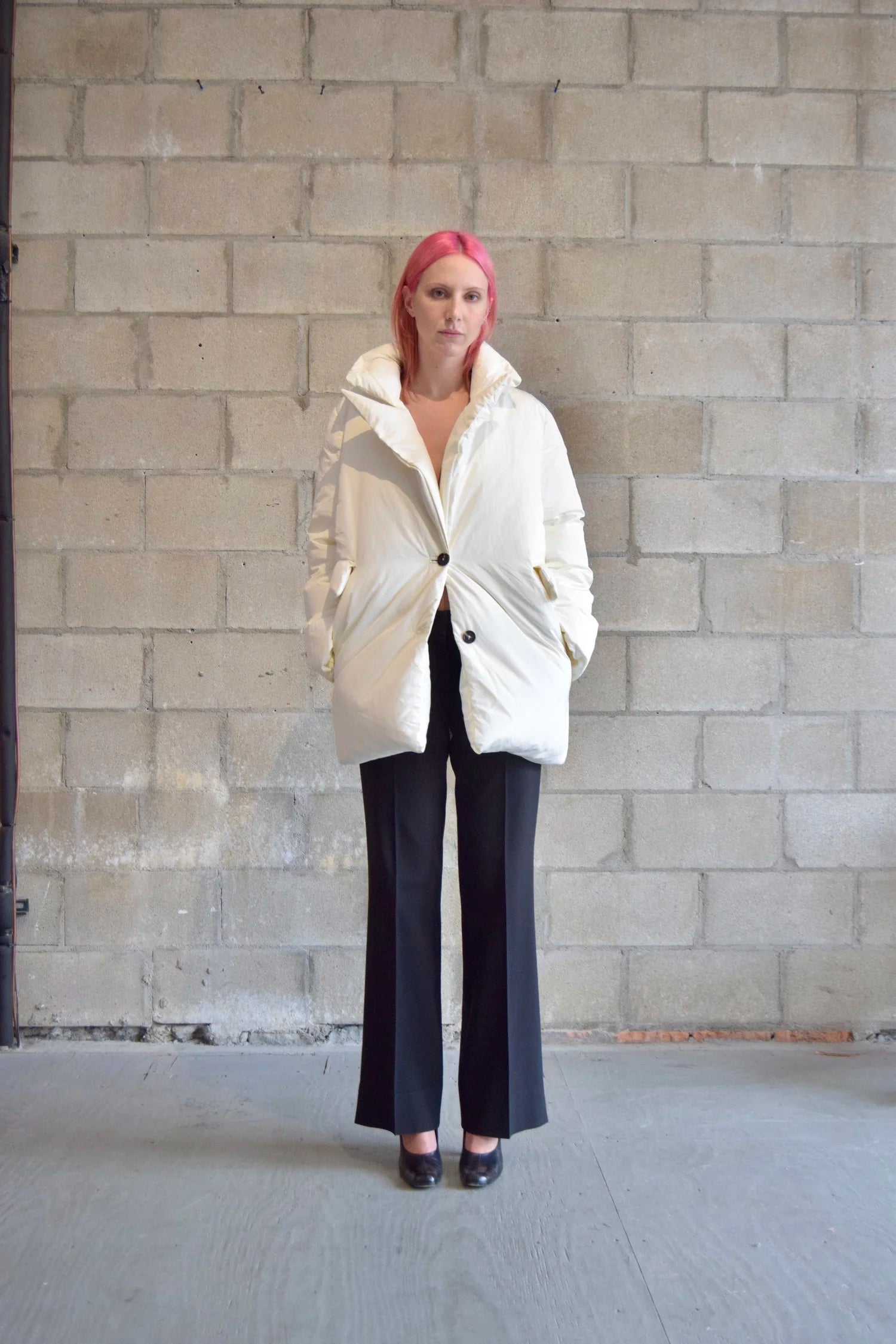 J.ING IVORY PUFF BLAZER COAT