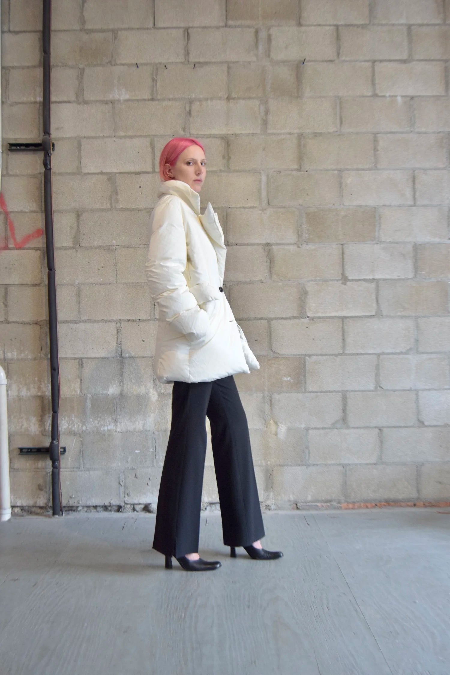 J.ING IVORY PUFF BLAZER COAT