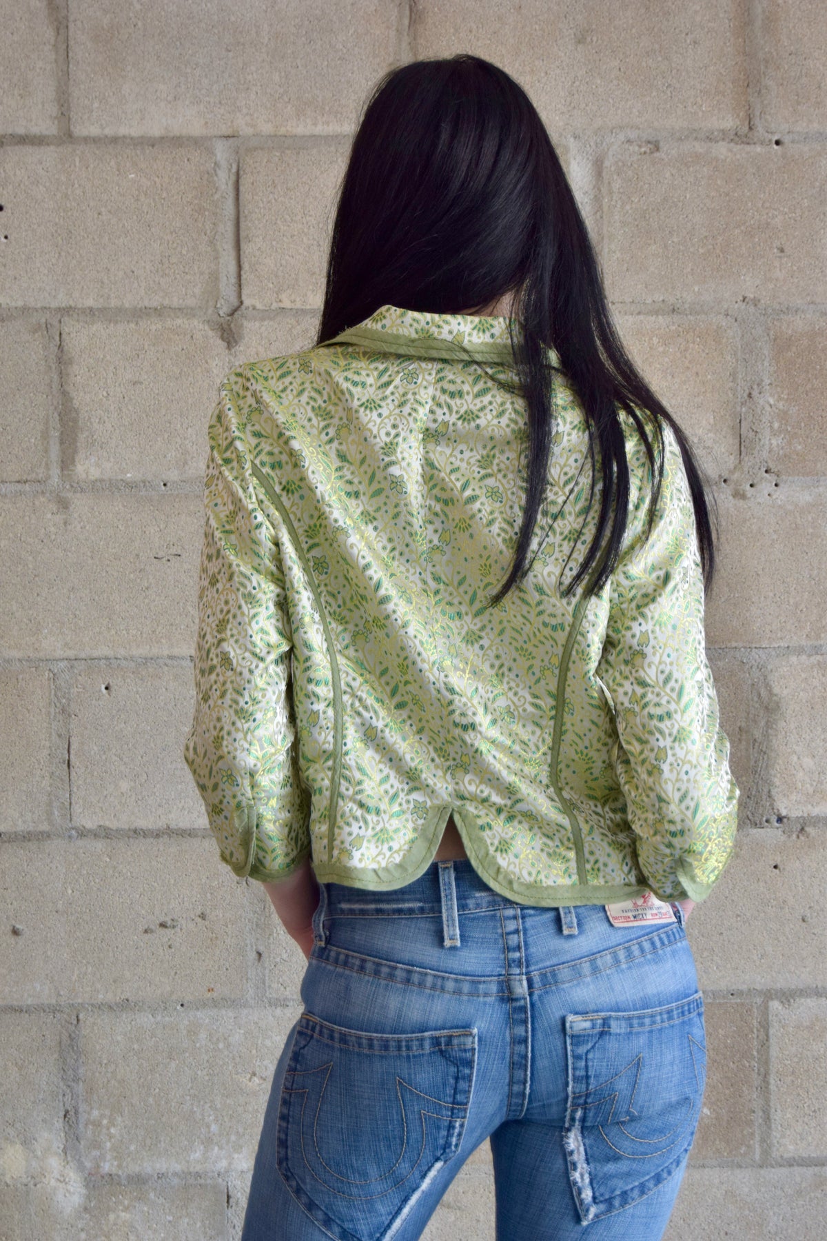 THE LIMITED FLURORESCENT FLORAL LIME BLAZER
