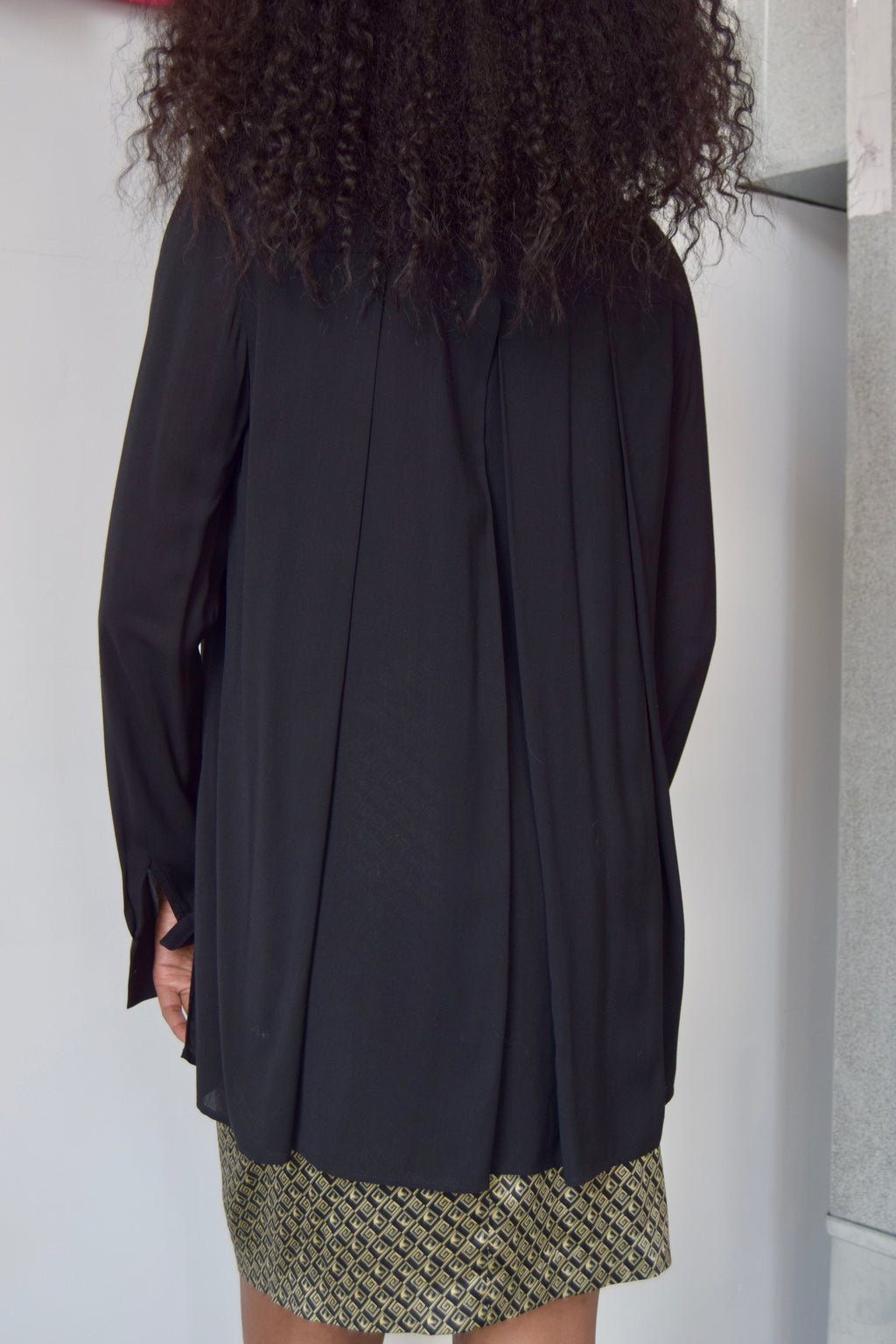 THE ROW BLACK SHEER SILK BUTTON DOWN