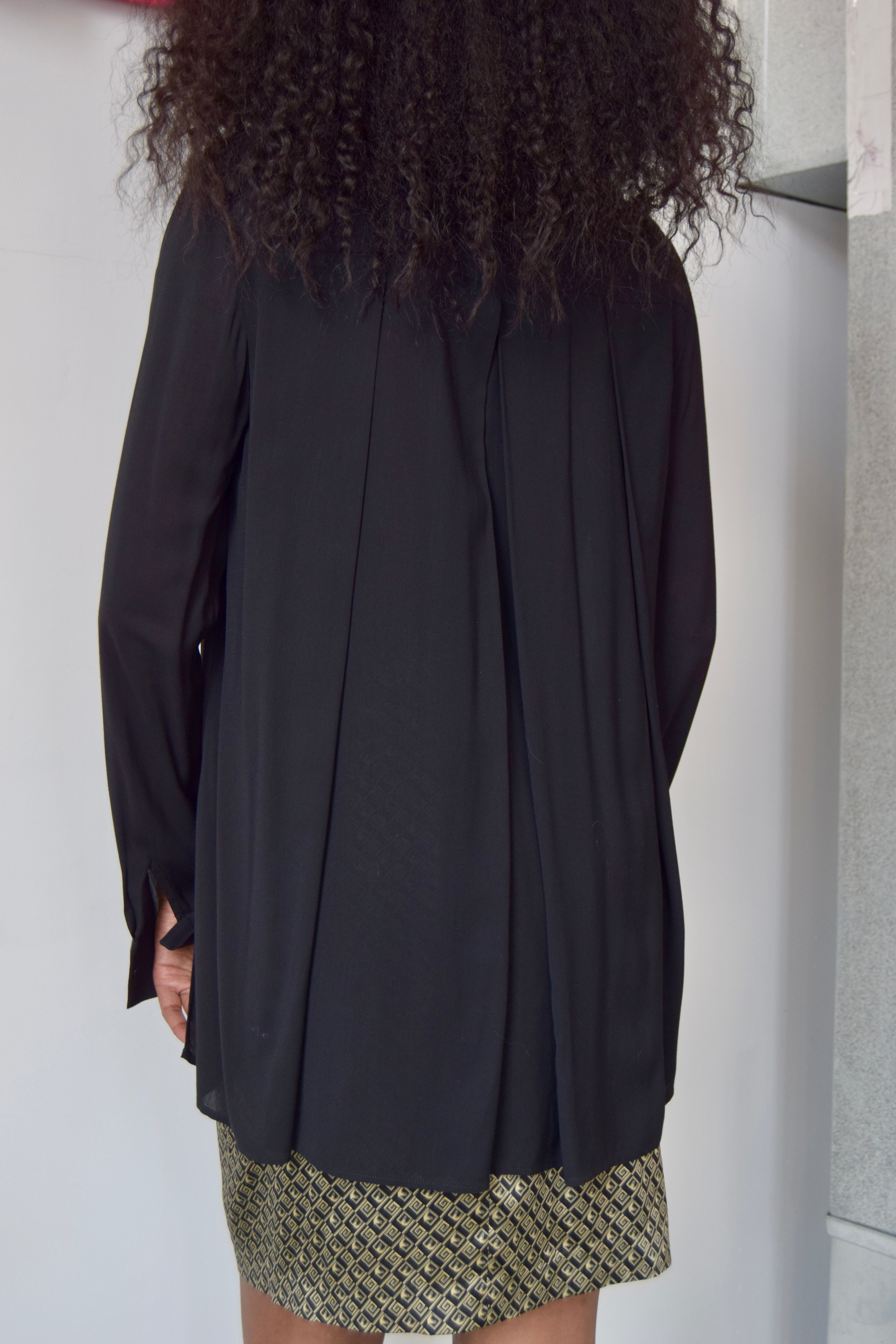 THE ROW BLACK SHEER SILK BUTTON DOWN