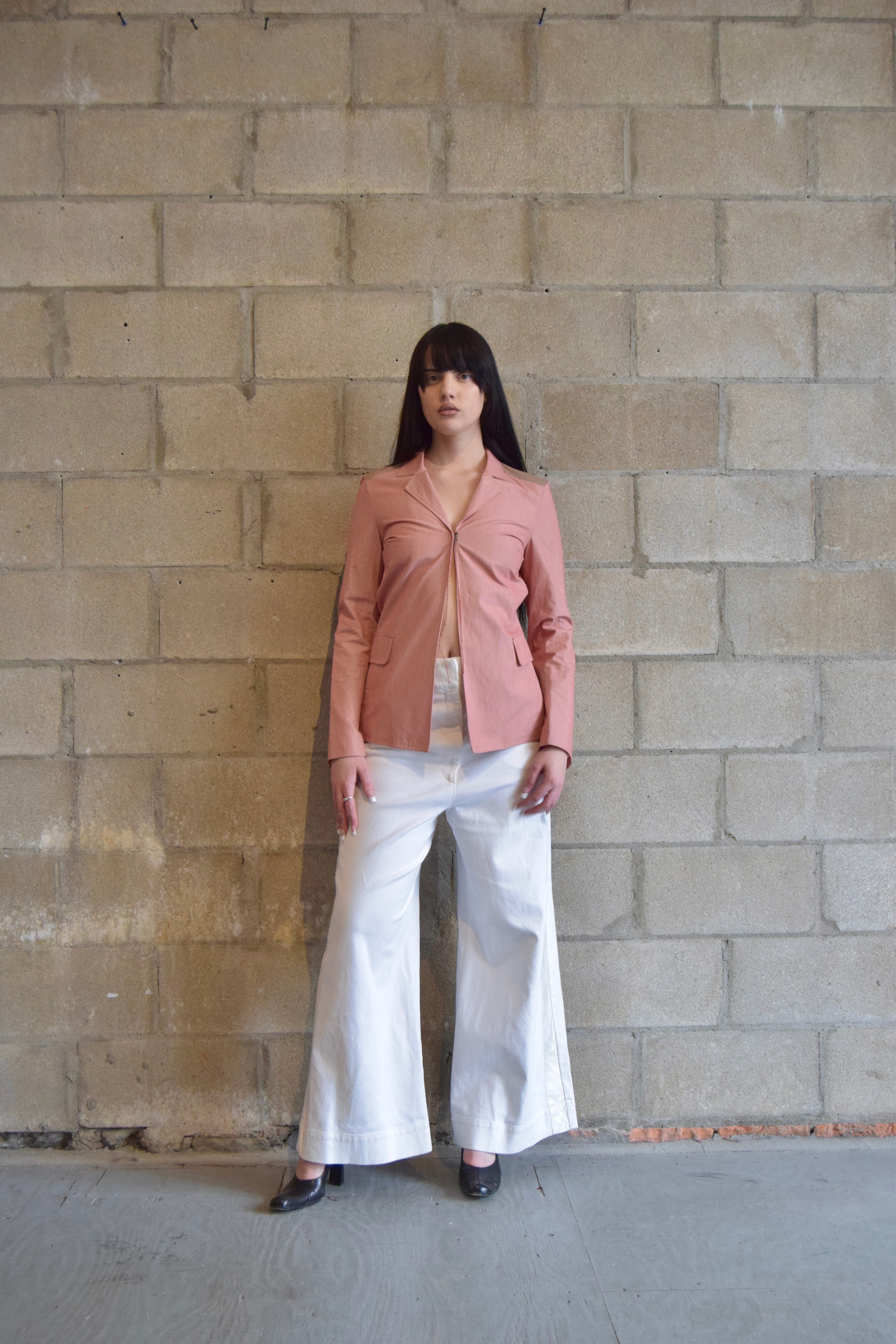 MASON MARGIELA WHITE CANVAS PANTS WITH SILK DETAILING