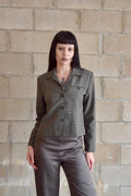 ELEN FIGG MICRO-HOUNDSTOOTH BLACK AND TAN BLAZER