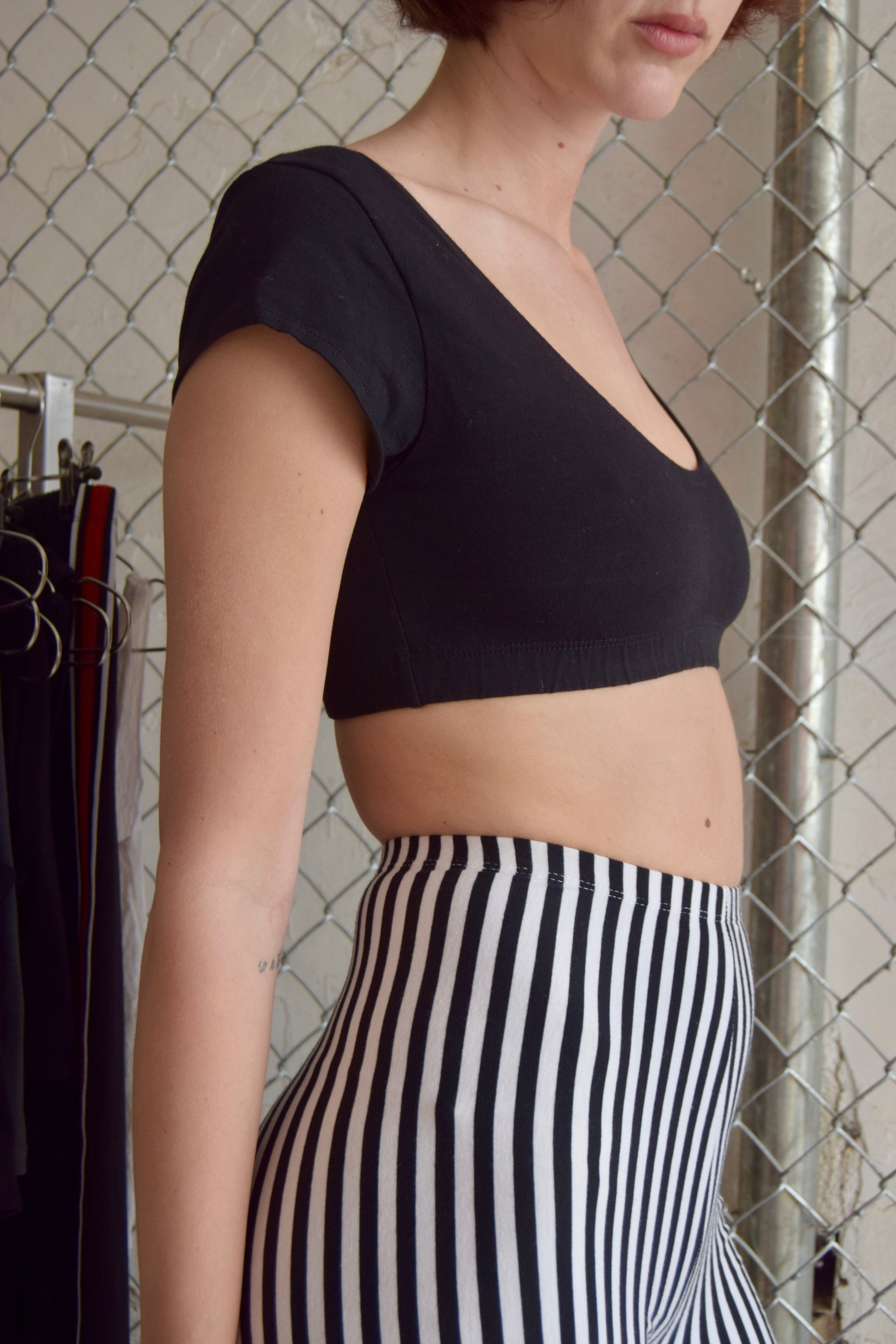 CARUSHKA BLACK COTTON CROPPED T SHIRT BRA