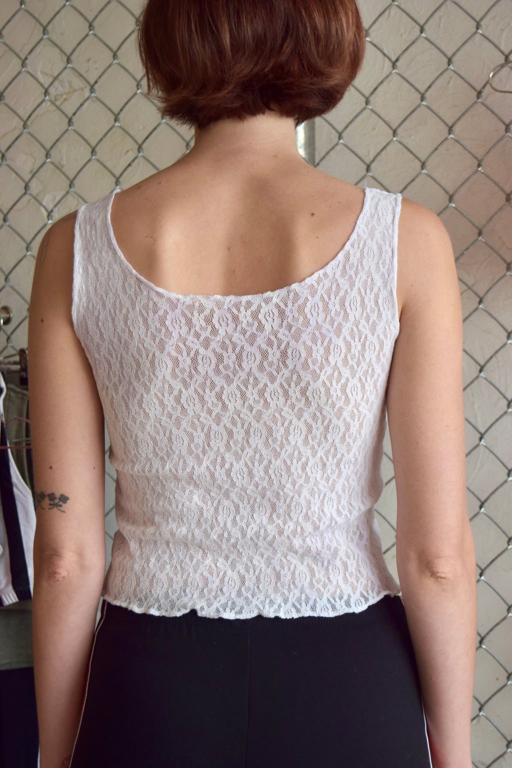 VINTAGE WHITE COTTON FULL LACE TANK