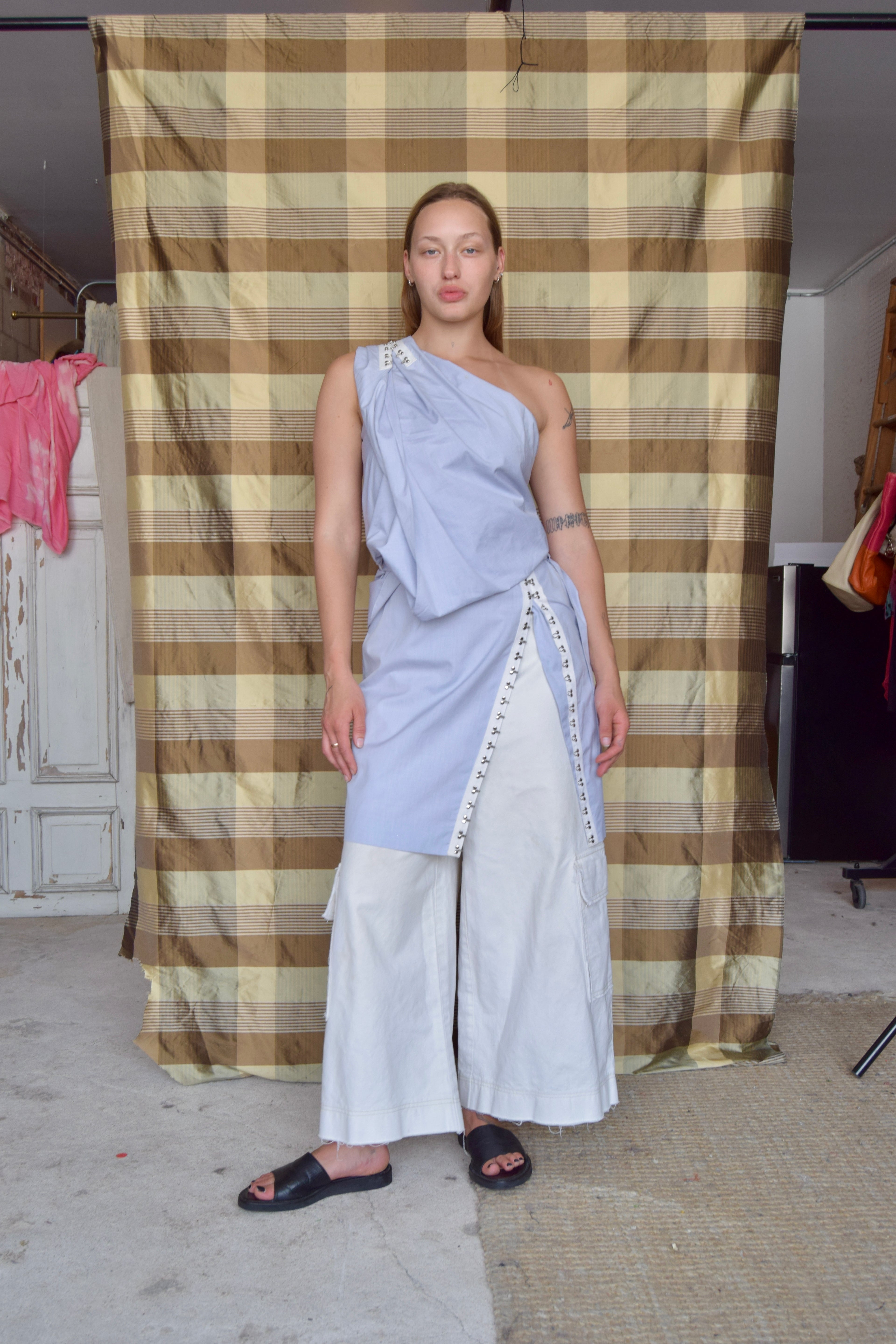 THAKOON BABY BLUE LAYERED MINI DRESS