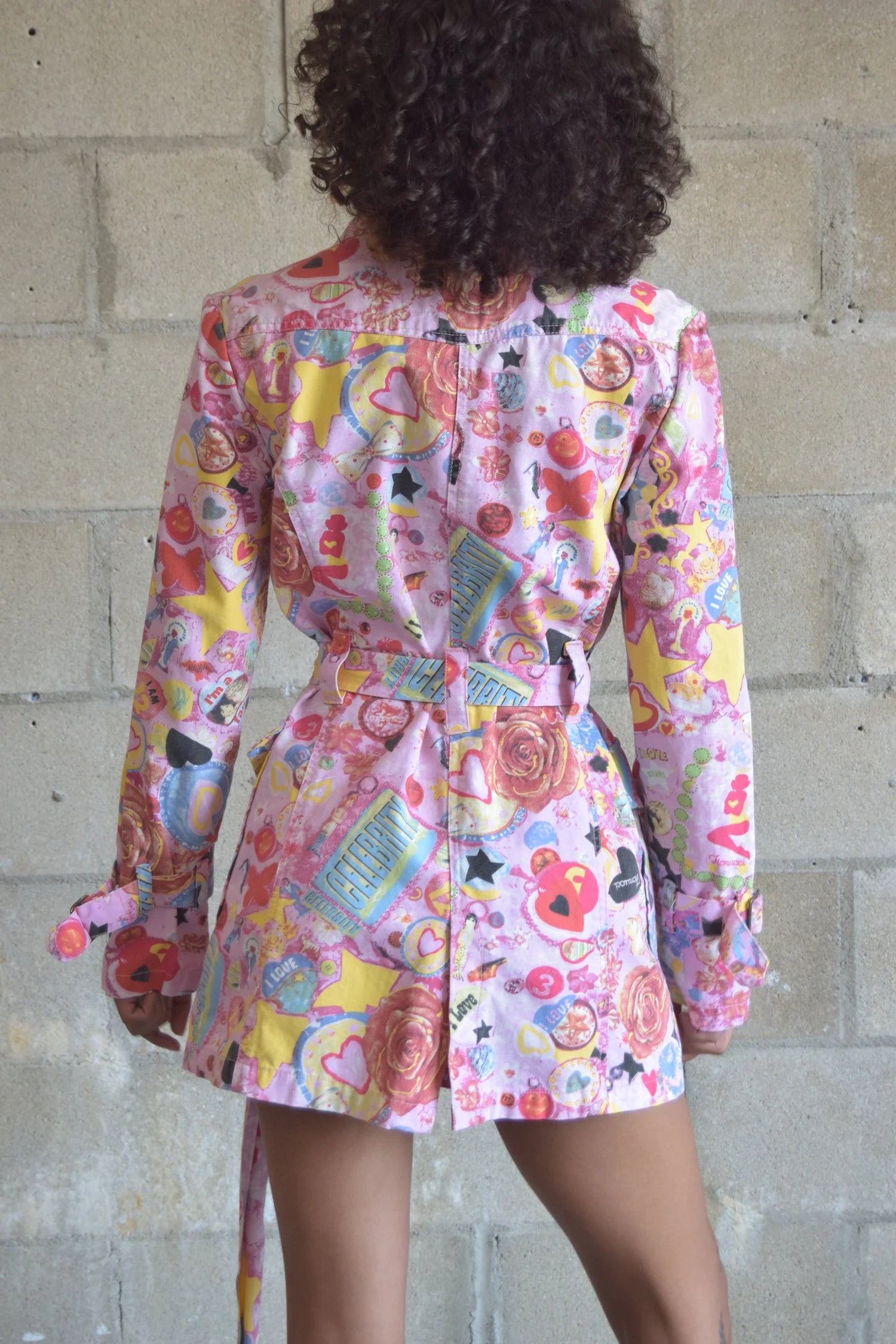 FIORUCCI PINK ANGEL PRINT TRENCH COAT