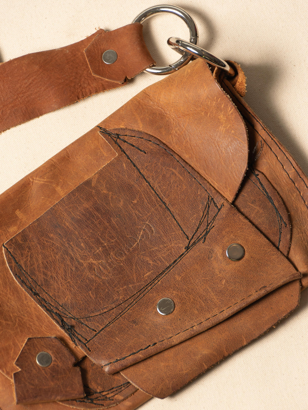 ((H(OM)E)) BROWN LEATHER RAW CUT PURSE