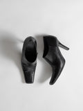 PRADA BLACK LEATHER SQUARE ANKLE LENTH MULES