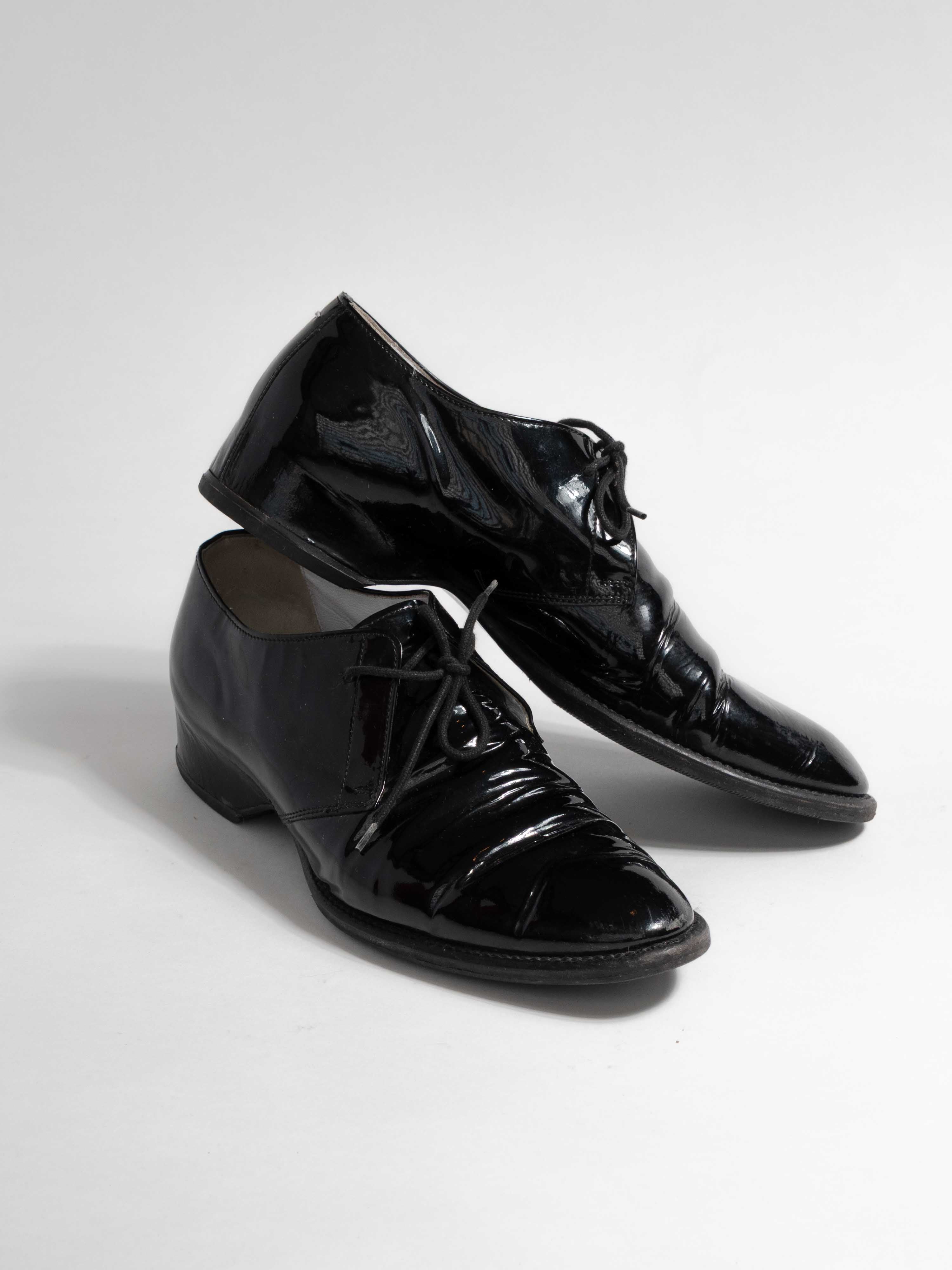 MASON MARGIELA BLACK PATENT LEATHER LACE UP DERBY