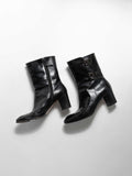 FERRAGAMO BLACK LEATHER BUCKLE DETAIL BOOTS